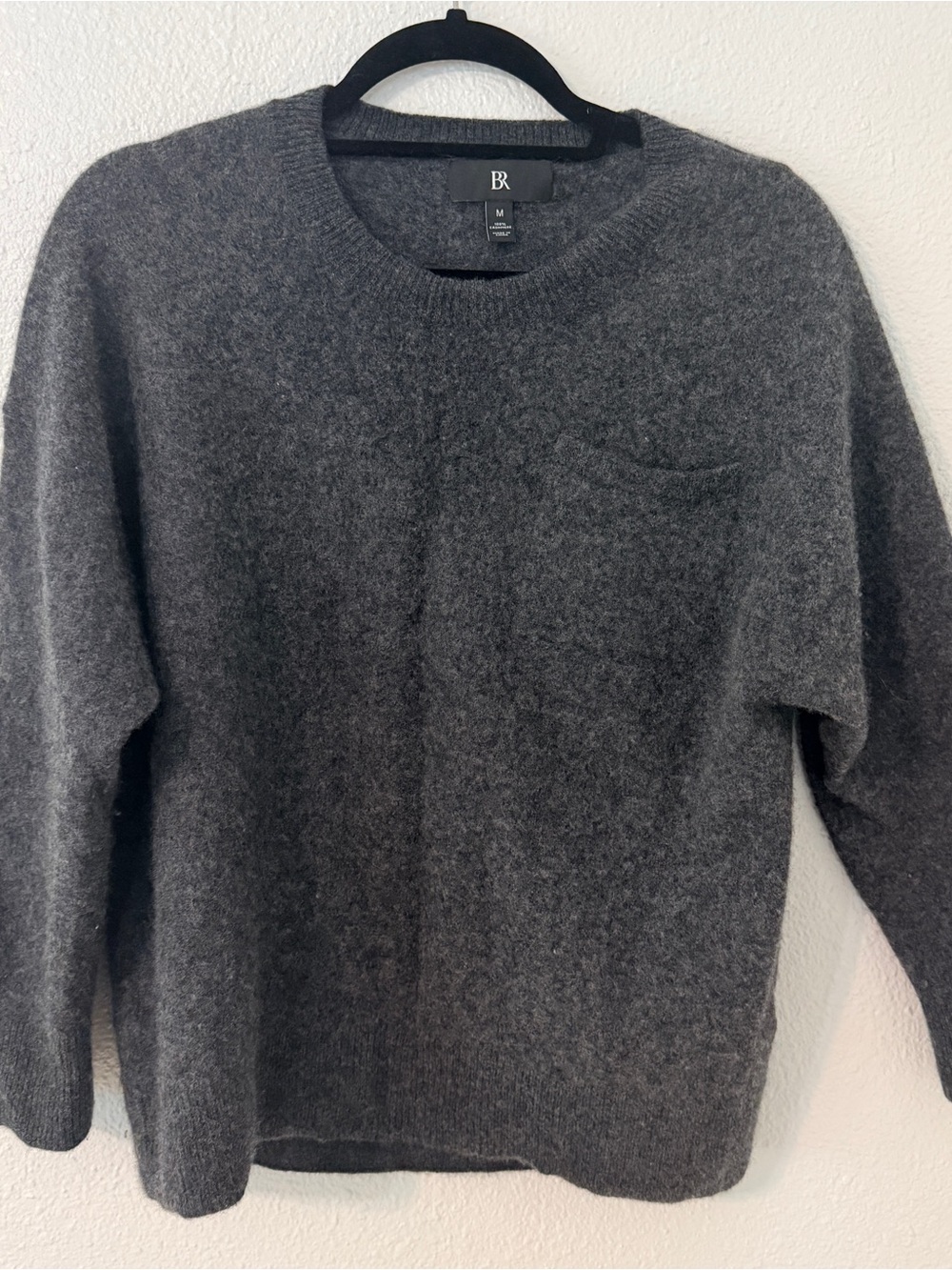 Banana Republic Cashmere Charcoal Gray Crewneck Sweater with Pocket